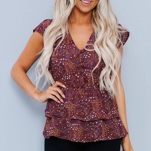 FLORAL TOP (BURGUNDY)